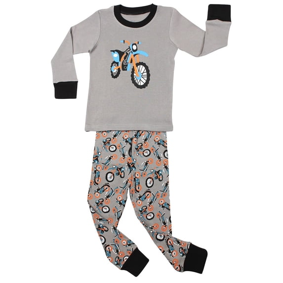 Elowel Pajamas Boys' Motorcycle Pajama Set Cotton, Gray