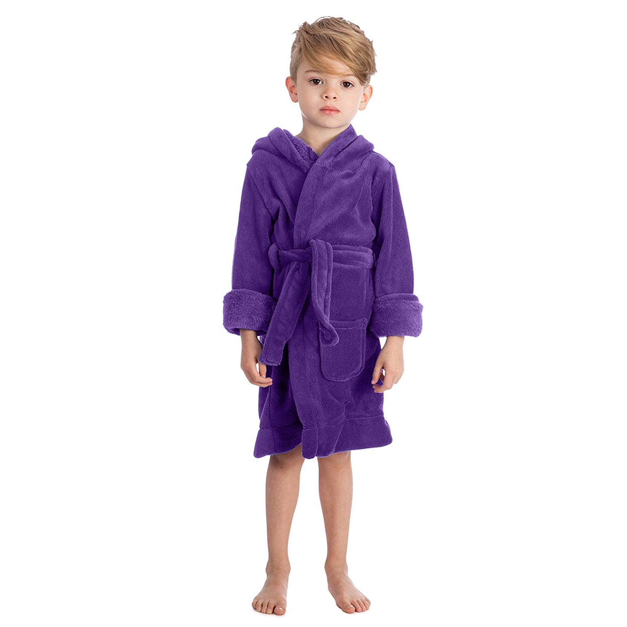 Elowel Pajamas Kids Robe with Hood for Boys and Girls Fleece Robes