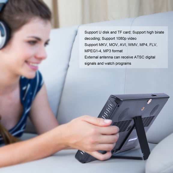 Elowen 10 Inch10 Inch Portable Digital ATSC TFT HD Screen LED TV Video Player for Car Caravan Camping Outdoor or Kitchen Support USB SD Card