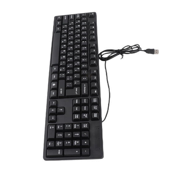 Elowen 104 Keys Keyboard K1800 Minority Language Keyboard 104 Keys Ergonomic USB Wired Gaming Keyboard for Office