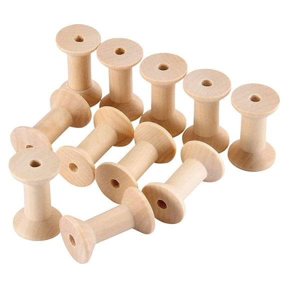 Elowen 24Pcs Thread Spools Roll 24Pcs Wooden Empty Thread Spools Large Unfinished Wood Spools Wire Weaving Bobbins for Arts Crafts Cord Roll