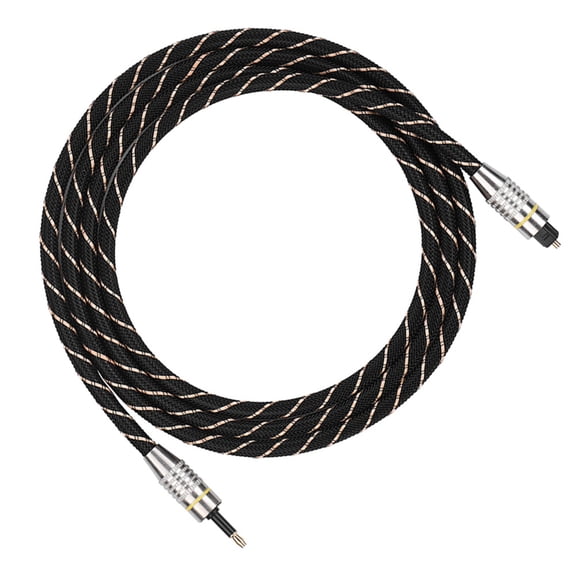 Elowen 3.5mm cableto Mini Plug 3.5mm Optical Fiber Digital Audio Cable SPDIF Gold Plated Connector Round Black 1.5m HiFi Sound Home Entertainment System