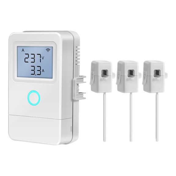 Elowen 3 Way Energy Monitor Meter Smart 3-Way Electric Meter Sensor LCD Display 16A Circuit Breaker Over-Temperature Alarm WiFi APP Remote Control for Home Monitoring