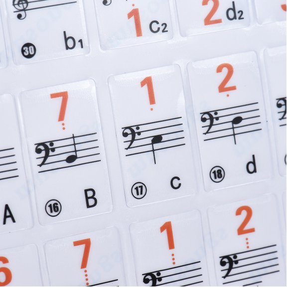 Elowen 37 Electronic Keyboard Sticker Accessories Transparent 37 49 61 Electronic Keyboard 88 Key Piano Stave Note Sticker Notation Version & Sheet Music for White Keys
