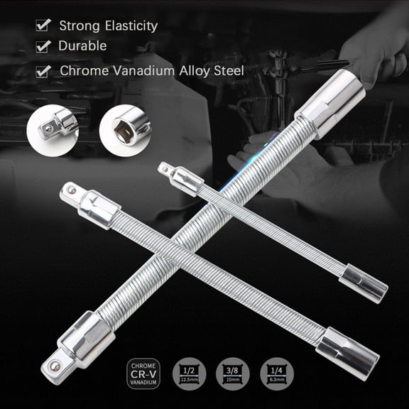 Elowen 3Pcs Flexible Socket Extension Cables Flexible 3Pcs Flexible Socket Extension Cables 1/4 3/8 1/2 Socket Extension Bar Set Drive Light Impact Extender