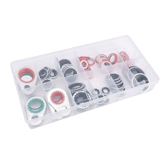 Elowen AC Compressor Port Washer Kit Air Conditioning Compressor Port Seal Washer Kit Replacement for R12 R134A 12 Sizes AC Compressor Port Seal Washer Kit