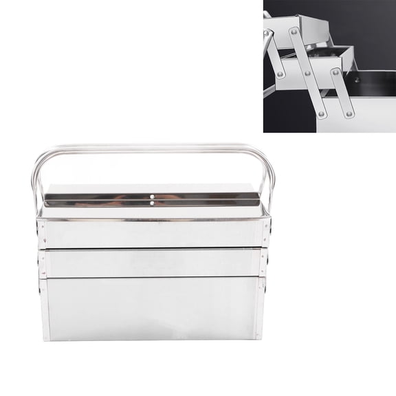 Elowen Auto Maintenance Multifunctional Tools Storage Box Cantilever Tool Box Metal Folding Portable Auto Maintenance Storage Organizer Stainless Steel 3 Layer 5 Tray