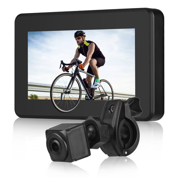 Elowen Bike Camera Rear Handlebar Bike Mirror, 4.3" 1080P Front and Rear View Camera Recorder with Night Vision Function, 110 Wide Angle View, Mirror Switching, Compatible with E-Bike,