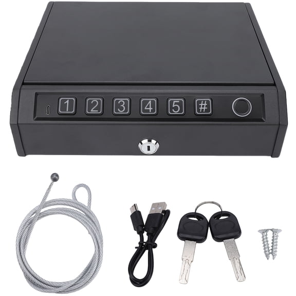 Elowen Biometric Safe Fingerprint Safe Biometric Safe with Keypad Key and Anti Theft Steel Cable for Home Car Travel Storage of Firearms Jewelry Passport Cash