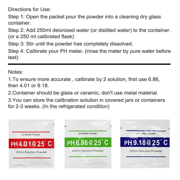 Elowen Calibration Solution Powder Calibration PH Meter Calibration Point 3 Type PH Buffer Powder Set Measure Calibration Solution Powder For PH Test Meter