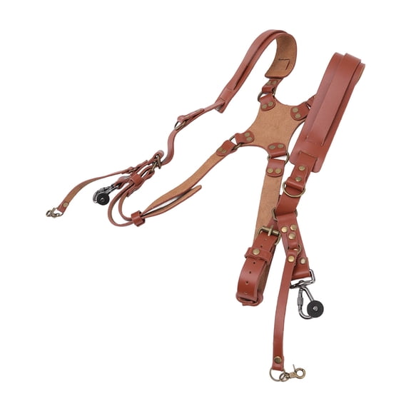 Elowen Camera Leather Shoulder Strap Dual Shoulder Leather Harness, Leather Camera Strap Brown for Photographer for Shooting