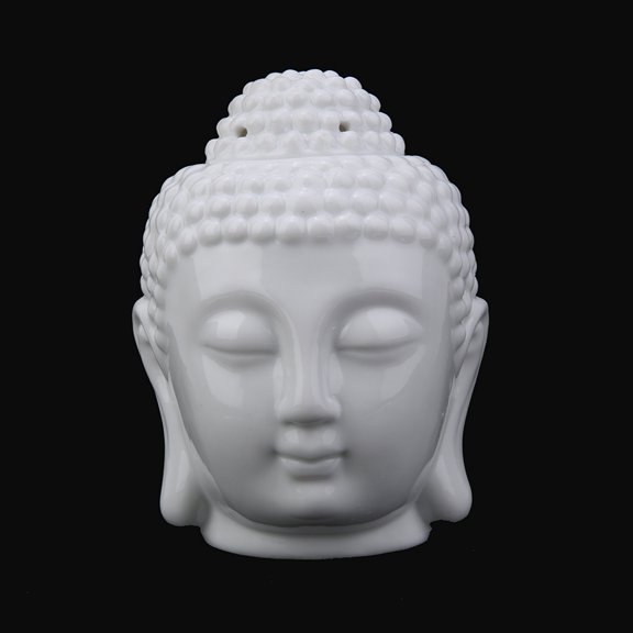 Elowen Candle HolderWhite Buddha Head Shaped Essential Oil Burner Incense Diffuser Candle Holder
