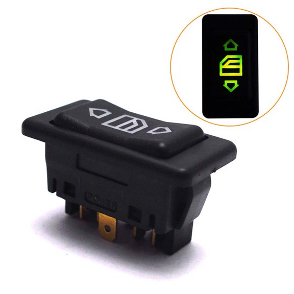 Elowen Car Button Power 12V/24V 10A 6Pin Auto Electric Power Window Switch Button for All Autos with Green LED Light Car Button Switch