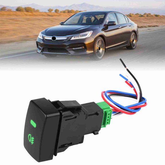 Elowen Car Fog Light 5 Pin Black Plastic Car Push Button Fog Light Switch for , , CRV with 5 Terminals,