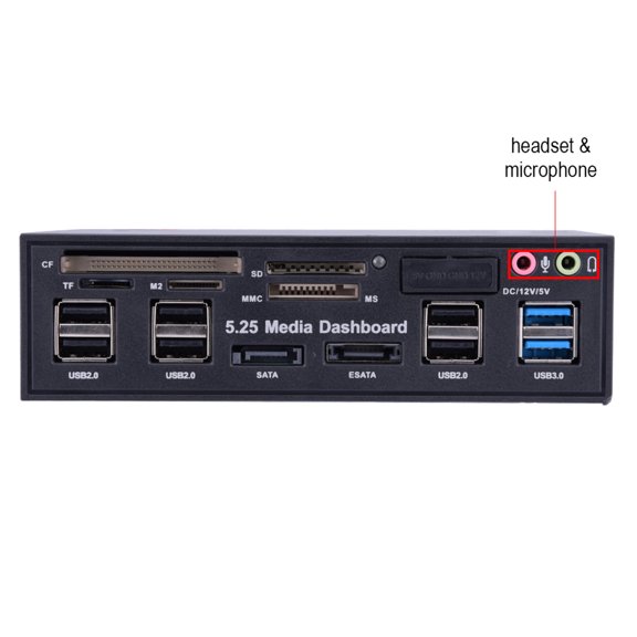 Elowen Card ReaderMedia Dashboard Front Panel USB3.0/2.0 HUB eSATA Multi Card Reader