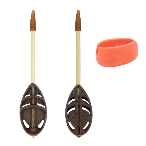 Elowen Carp Fishing Feeder Set Inline Method Feeder Method Feeder Inline Fishing European Style Zinc Alloy Bait Cage Hollow Design Removable Plastic Tube Bait Attachment Tool for Carp Fishing