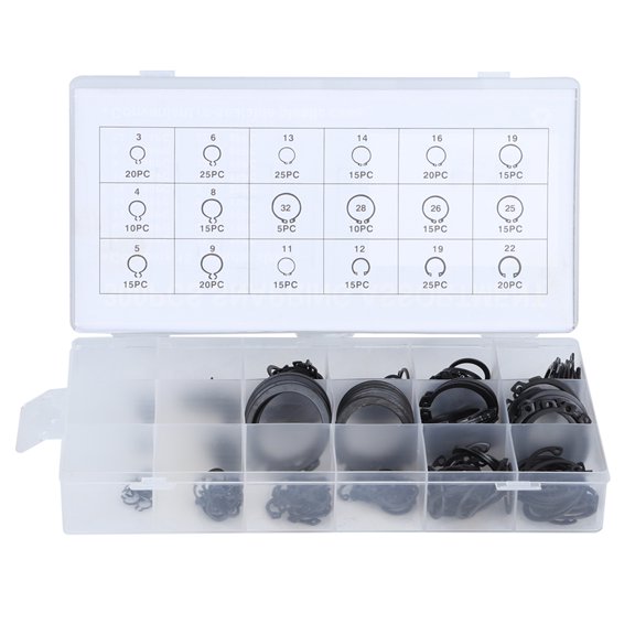 Elowen Circlip Kit300Pcs 2-32mm E Clip Circlip Kit External Retaining Assortment Set for Securing Tasks