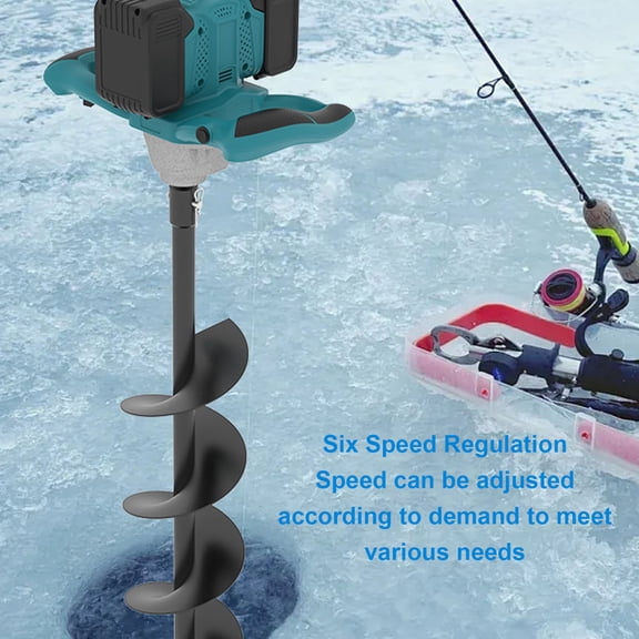 Elowen Cordless Ice Auger Electric Ice Auger 100-800RPM 6 Speed Adjustable 1200N.m Torsion Cordless Post Hole Digger Power Head