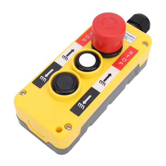 Elowen Crane Hoist Control Industrial Remote Control, Push Button Switch Crane Hoist Control with Emergency Stop for Automation Control Cabinets