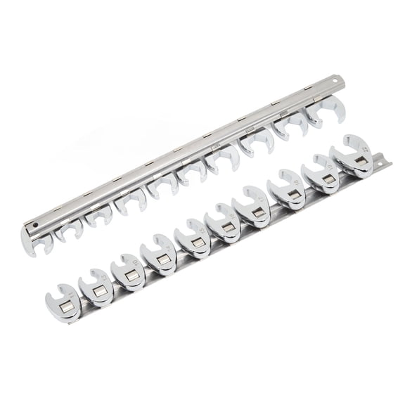 Elowen Crow Foot Wrench Head Set Metric Nut Wrench Tool Kit, Crows Foot Wrench Set 10pcs with Storage Rail for Car Motorcycle Home Repair
