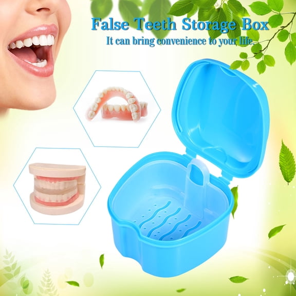 Elowen Denture Bath Case Teeth Denture Bath Box Case False Teeth Storage Box Cleaning Container Rinsing Basket Retainer Appliance Holder Tray