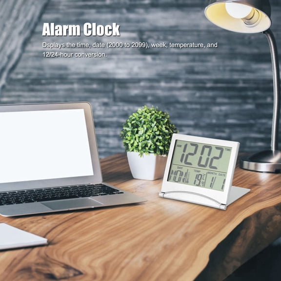 Elowen Desk Clock Decor Electronic Compact Desk Alarm Clock Foldable Calendar Temperature Timer Clock for Travel