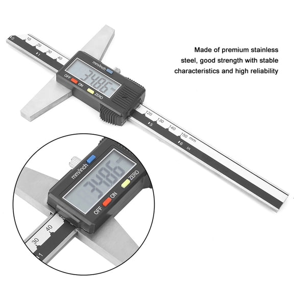 Elowen Digital Depth Gauge Stainless Steel High Accuracy Digital Vernier Caliper Gauge Measuring Tool 0-150mm 0.01mm