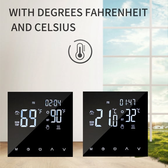 Elowen Digital Temperature Controller Anti-freeze WIFI Smart Heating Thermostat Digital Temperature Controller Mobile Phone APP Control Touchscreen LCD Display Week Programmable for Home School