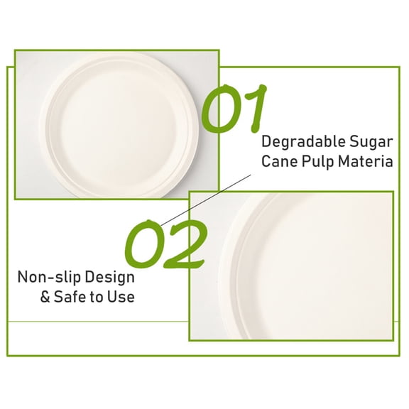 Elowen Dinnerware Set Tableware 50Pcs Disposable Rectangular Plates Compostable 5 x 10 Inch Tableware Set Ecological Degradable Birthday Dinnerware for Barbecues Camping Picnics Party