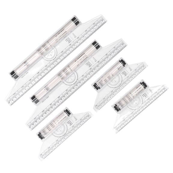 Elowen Drawing Roller Ruler Measuring Rolling Ruler, Practical Transparent 5pcs Parallel Rolling Ruler Portable Clear Scale with Formulas for Work