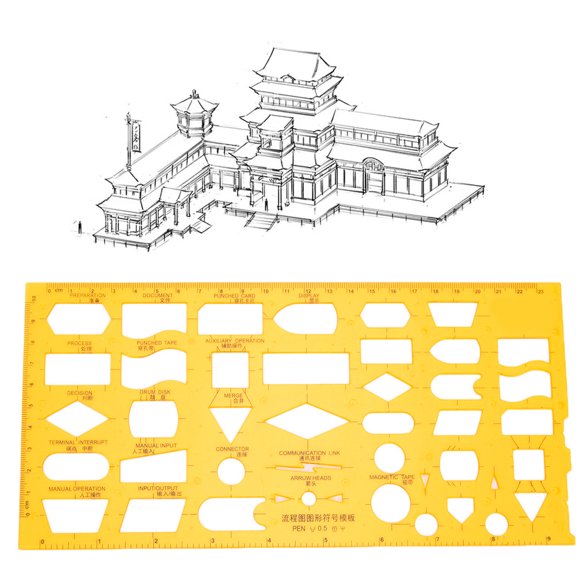 Elowen Drawing Template sturdy Architectural Hollow Geometric Ruler Template Drawing Tool for Architects Engineers Designers