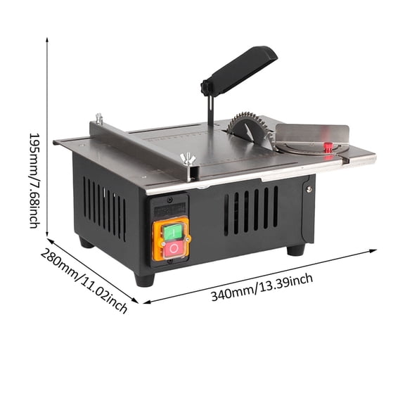Elowen Electric Table Saw Small 1200W Woodworking Decoration Table Saw Newly Upgraded Stainless Steel Table Top with Angle Ruler and Adjustable Backing