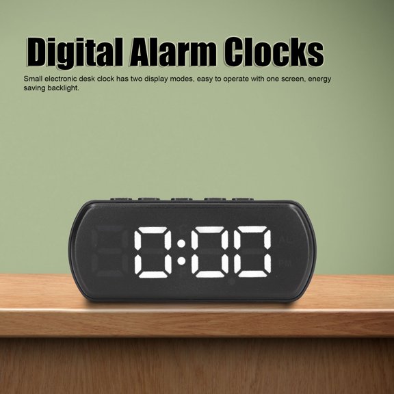 Elowen Electronic Desk Clock Digital Alarm Clock, LED Display with Snooze Function Temperature Sensor 12 24Hr Modes, Small Electronic Desk Clock for Bedroom Office Kitchen