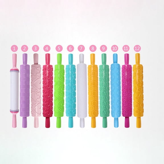 Elowen Embossed Rolling Pin Fondant Rolling Pin Embossed Baking Tool for Cake Decorating