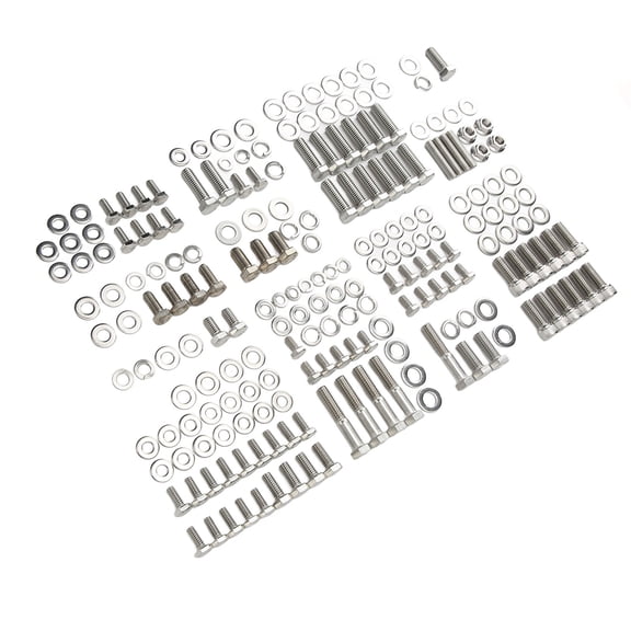 Elowen Engine Hex Kit Engine Bolts Nut Kit, Engine Hex Bolt Kit 211pcs for SBC 265 283 305 327 350 400