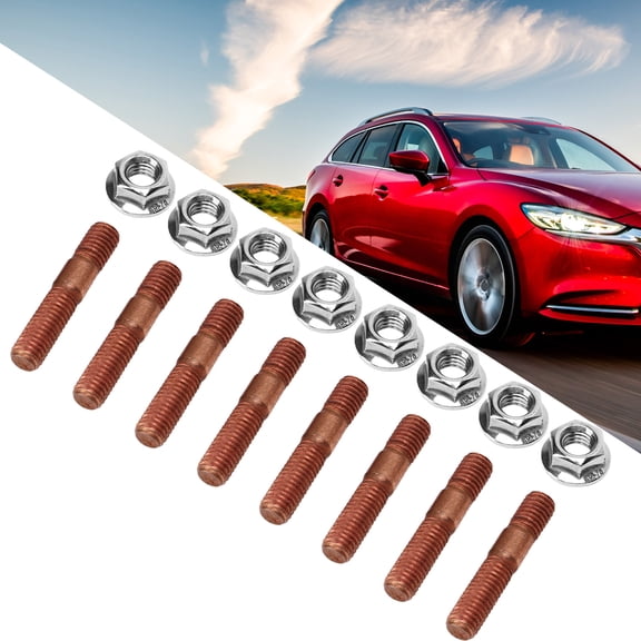 Elowen Exhaust Manifold Hardware Kit M8 1.25 Threaded Turbo Studs Kit, Exhaust Manifold Hardware Kit 8 Pcs 8mm for Car