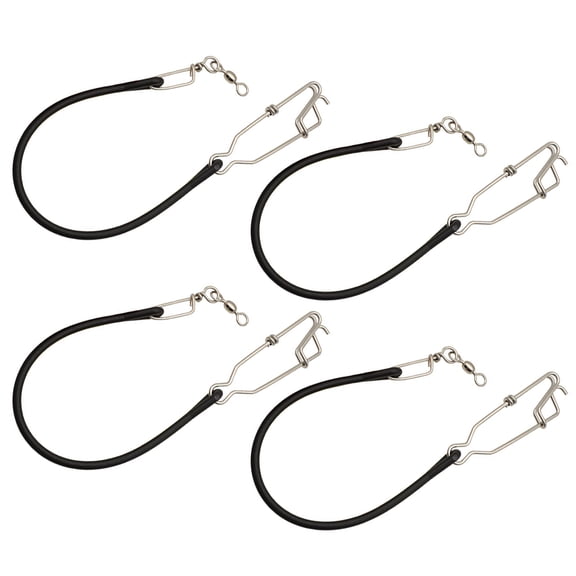 Elowen Fishing Buffer Rope 4 Pack Downrigger Shock Cord with 360 Degree Spinning Snap Stainless Steel Snap for Deep Sea Trolling