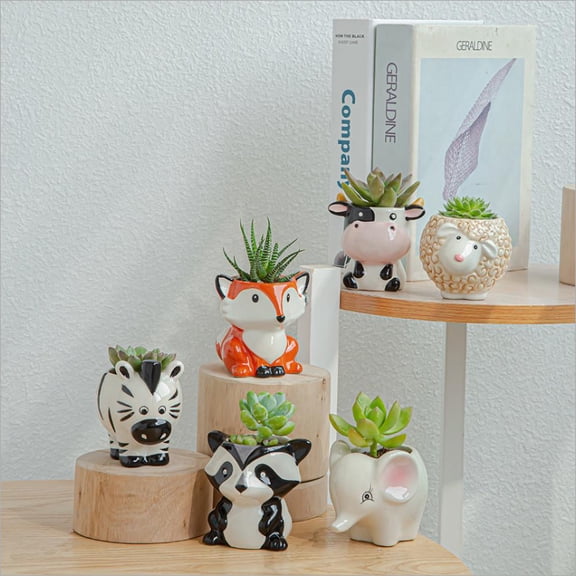 Elowen Flower Pots Cartoon Flower Pots, Exquisite Cute Ceramics Pots for Home Decoration