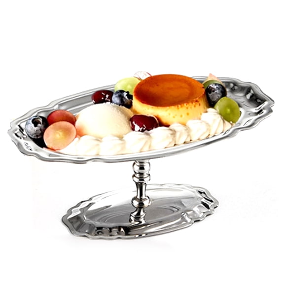 Elowen Footed Dessert Serving Plate Dessert Serving Tray, Dessert Display Tray Footed 304 Stainless Steel for Ice Cream