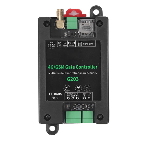 Elowen GSM Gate Remote Controller 4G GSM Door Opener, One Key Query All User Gate Remote Controller DC9-36V ABS Plastic Housing Multifunctional for Electrical System