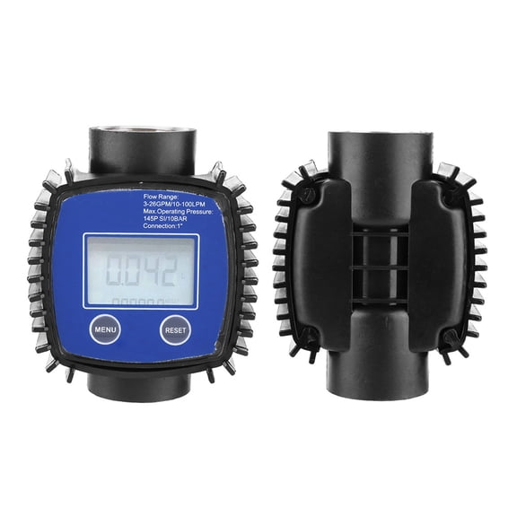 Elowen Gauge Meter, Digital Display Water Flowmeter 1in Internal Thread, for Gasoline, , Chemical Liquid, with Clear Reading Screen,10-100 liters / minute