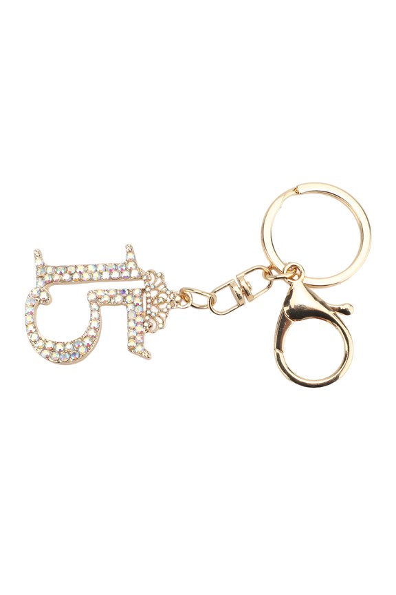 Glitter Number Keychain Sparkling Number Keychain, 15 Shaped Rhinestone Number Keychain Glitter for Handbags Green