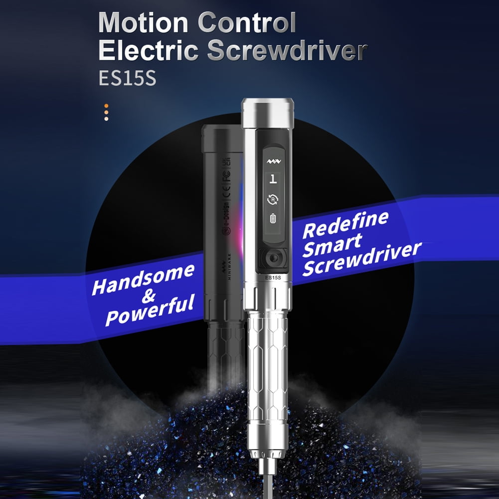 Elowen Handheld Screwdriver Handheld ES15S Intelligent Motion Sensing Control Electric Screwdriver Handheld Portable Screwdriver Cordless OLED Display Screwdriver with LED Illumination Lights Utility