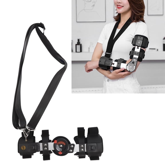 Elowen Hinged Elbow Brace Hinged Elbow Protection Sling Brace, Removable Liner Adjustable Stable Support Hinged Elbow Brace for Home for Elbow Injuries Left Hand