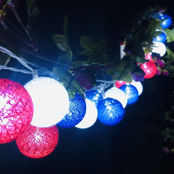 Elowen Independence Day String Lights Patriotic Patio Light, 4th Of July Lights 20 LED 3 Meter for Yard