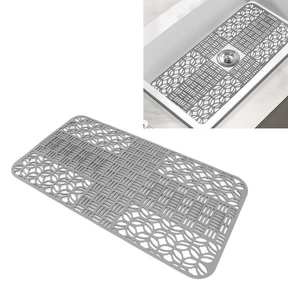 Elowen Kitchen Sink Mats Silicone Sink Protectors Heat , Anti Slip Mat for Kitchen with Cushioning Protection, Cuttable and Foldable for Fit in The Sink, Refrigerator and Drawer Liner, 35x66cm