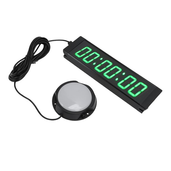 Elowen LED Gym Timer Gym Timer 1.5 Inch 6 Digit Green Display Count Up Count Down LED Race Timing Clock with Remote Control Wired Button Telescopic Stand