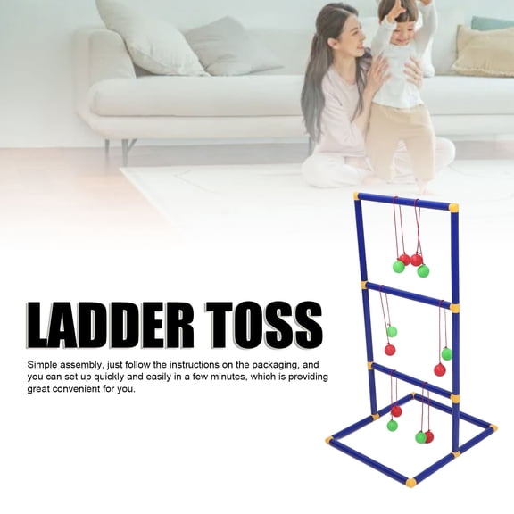 Elowen Ladder Set Ladder Toss Game Set, Asssembly Replacement Toss Match Ladder Ball Set with 12pcs Small Balls for Backyard