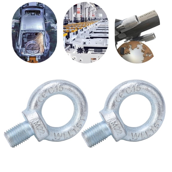 Elowen Lifting Lifting Bolts Galvanized Carbon Steel Eyebolts Deep Threaded Shoulder Eye Bolt for Marine Electric Power, 2PCS