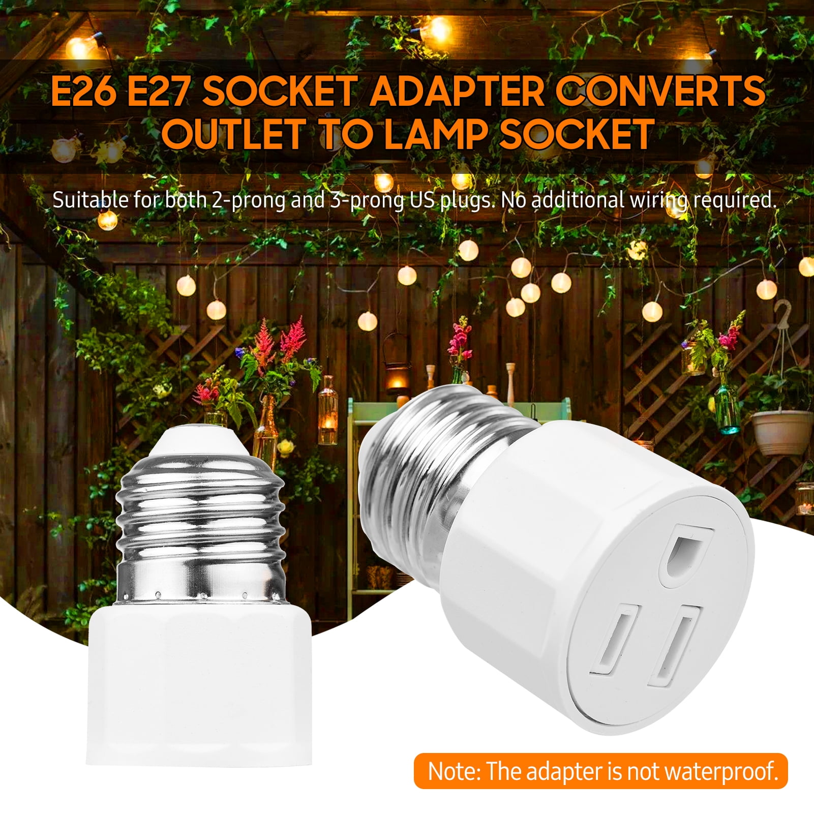 Elowen Light Socket Outlet Adapter E26 E27 Light Bulb Socket Adapter 2 ...